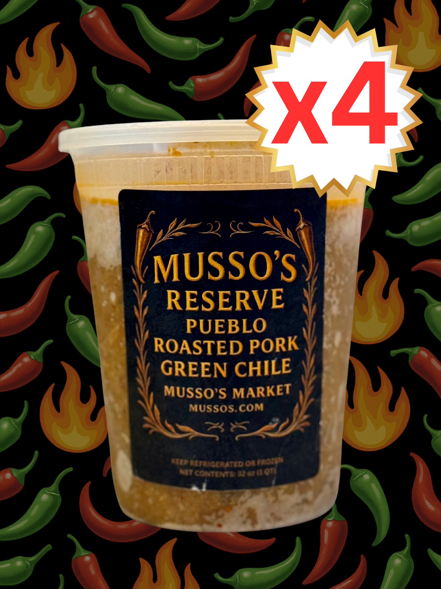 Mussos Pork Green Chile - 4 Quarts